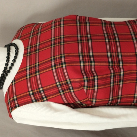 Red Plaid Jumper Ruffle Hem NWT Talbots mrk2P fit4 see Measurements Midi Stewart - Picture 2 of 11